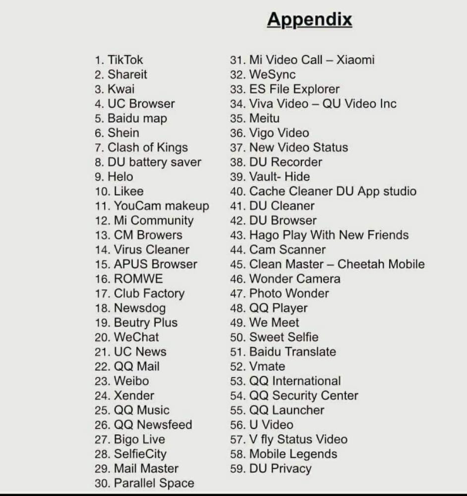 chinese app list